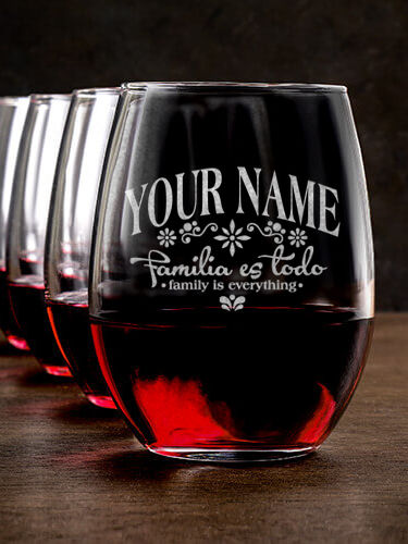 Familia es Todo : Stemless Wine Glasses - Engraved