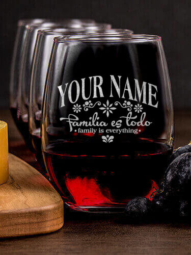 Familia es Todo : Cheese Board Wine Glass Gift Sets - Engraved