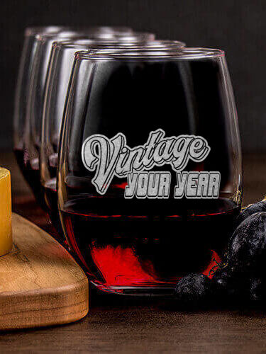 Vintage : Cheese Board Wine Glass Gift Sets - Engraved