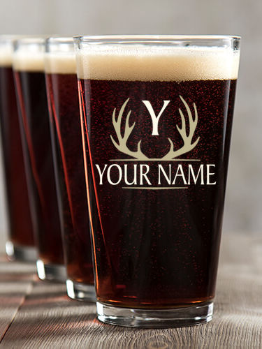 Antler Monogram : Pint Glasses - Color Printed
