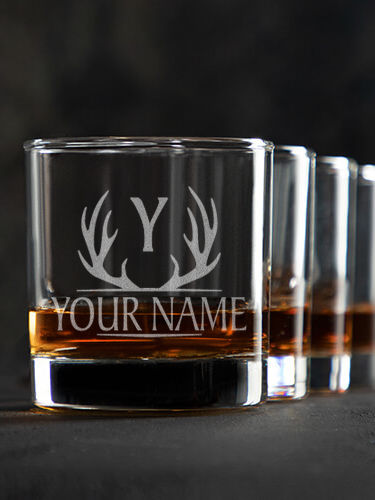 Antler Monogram : Rocks Glasses - Engraved
