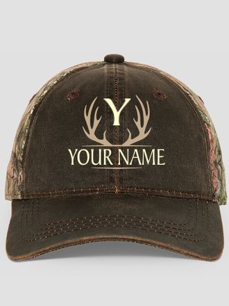 Antler Monogram : Embroidered 2-Tone Camo Hats
