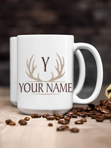 Antler Monogram : Ceramic Coffee Mugs