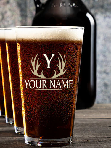 Antler Monogram : Growler Pint Glass Gift Sets - Color Printed