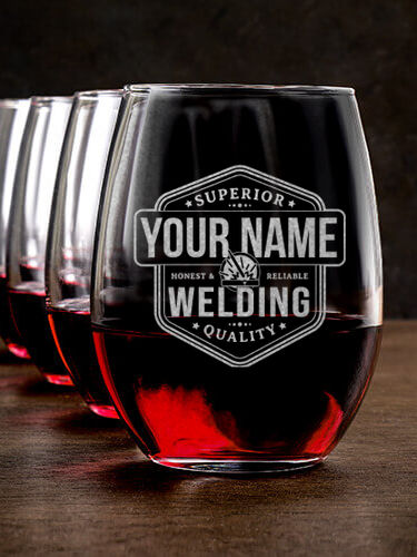 Welding : Stemless Wine Glasses - Engraved