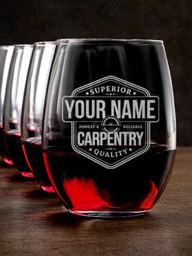 Carpentry : Stemless Wine Glasses - Engraved