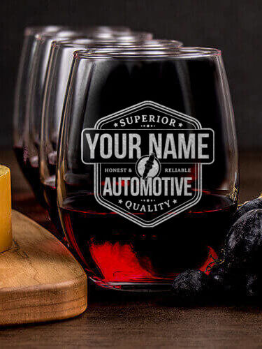 Automotive : Cheese Board Wine Glass Gift Sets - Engraved