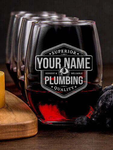 Plumbing : Cheese Board Wine Glass Gift Sets - Engraved