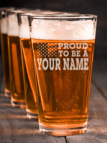 Family Flag : Pint Glasses - Engraved