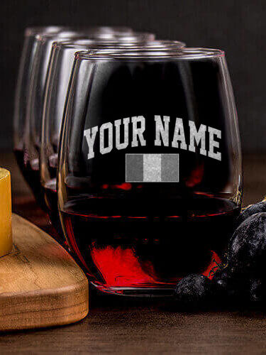 Italian Flag Varsity : Cheese Board Wine Glass Gift Sets - Engraved