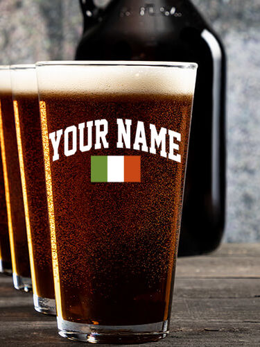 Italian Flag Varsity : Growler Pint Glass Gift Sets - Color Printed