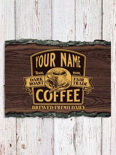 Coffee : Faux Sliced Log Plaque