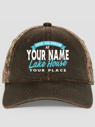 Livin' The Dream Lake House : Embroidered 2-Tone Camo Hats