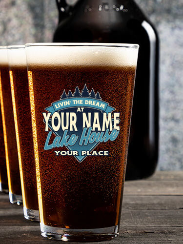 Livin' The Dream Lake House : Growler Pint Glass Gift Sets - Color Printed