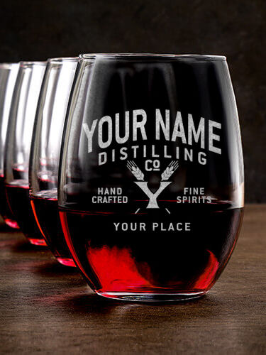 Distilling Company : Stemless Wine Glasses - Engraved