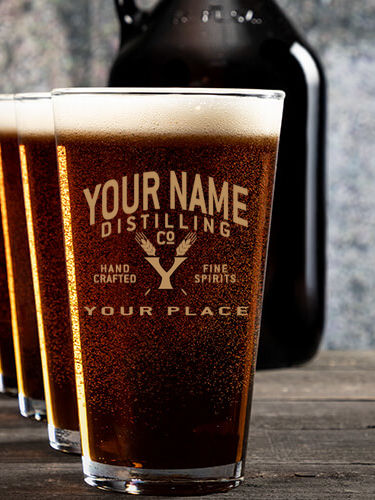 Distilling Company : Growler Pint Glass Gift Sets - Color Printed