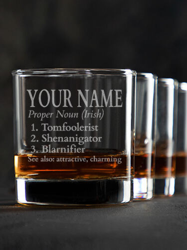 Irish Definition : Rocks Glasses - Engraved