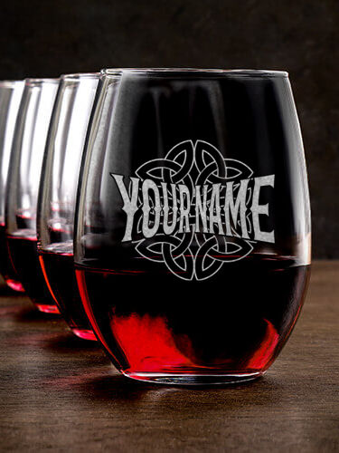 Celtic Heritage : Stemless Wine Glasses - Engraved