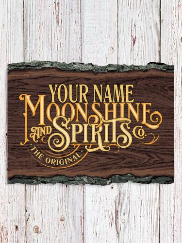 Moonshine and Spirits : Faux Sliced Log Plaque