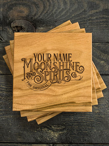 Moonshine and Spirits : Coasters - Engraved