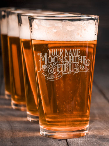 Moonshine and Spirits : Pint Glasses - Engraved