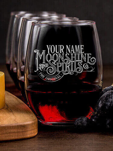 Moonshine and Spirits : Cheese Board Wine Glass Gift Sets - Engraved