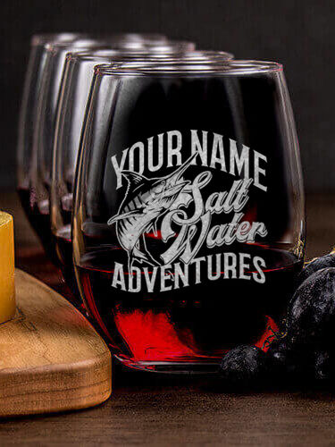Salt Water Adventures : Cheese Board Wine Glass Gift Sets - Engraved