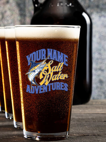 Salt Water Adventures : Growler Pint Glass Gift Sets - Color Printed