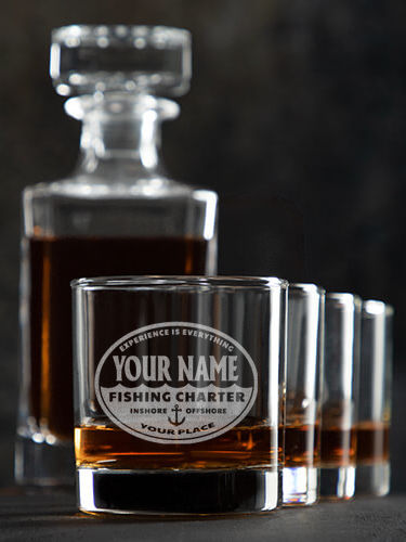 Fishing Charter : Decanter Rocks Glass Gift Sets - Engraved