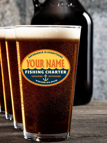 Fishing Charter : Growler Pint Glass Gift Sets - Color Printed