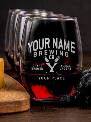Classic Brewing Company : Cheese Board Wine Glass Gift Sets - Engraved