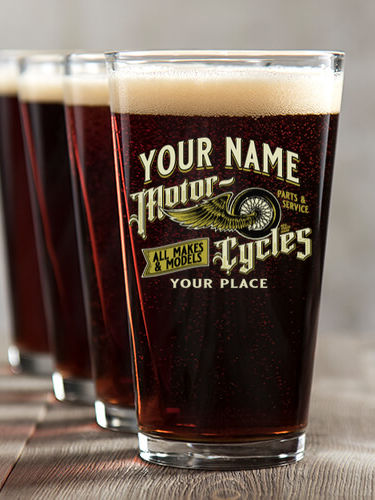 Classic Motorcycles : Pint Glasses - Color Printed