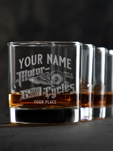 Classic Motorcycles : Rocks Glasses - Engraved