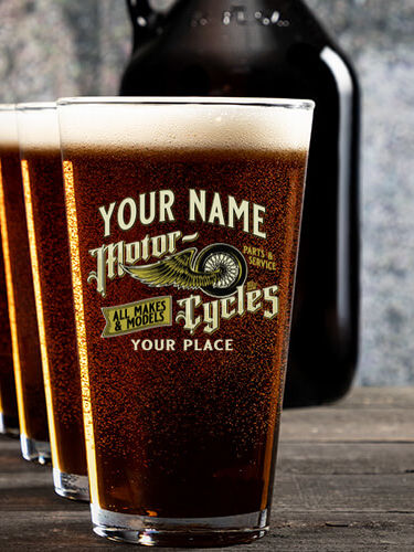 Classic Motorcycles : Growler Pint Glass Gift Sets - Color Printed
