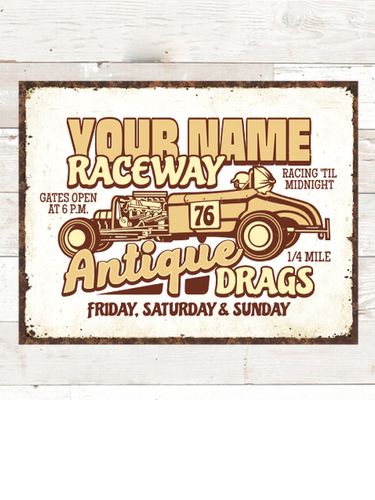 Antique Drag Race : Tin Signs