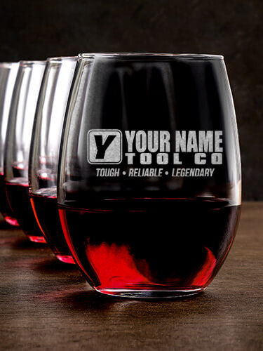 Tool Company : Stemless Wine Glasses - Engraved
