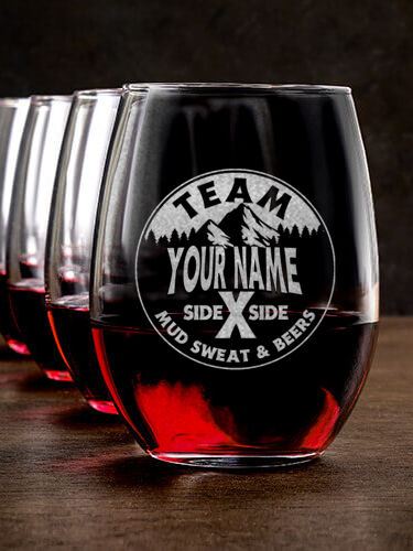 Team Side By Side : Stemless Wine Glasses - Engraved