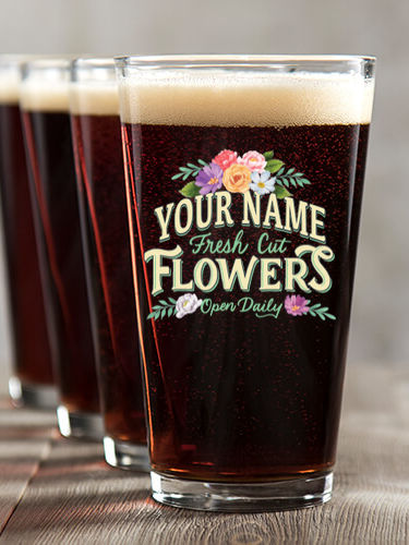 Fresh Cut Flowers : Pint Glasses - Color Printed