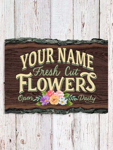 Fresh Cut Flowers : Faux Sliced Log Plaque