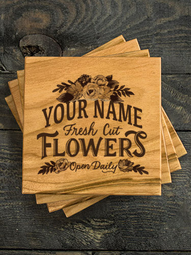 Fresh Cut Flowers : Coasters - Engraved