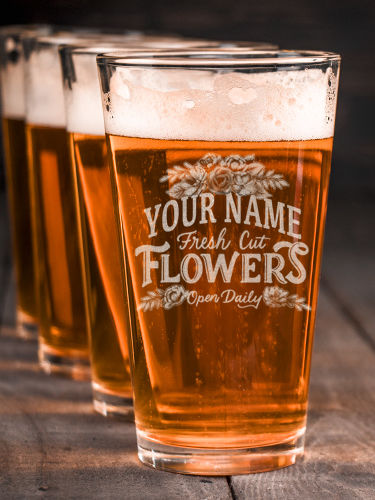 Fresh Cut Flowers : Pint Glasses - Engraved