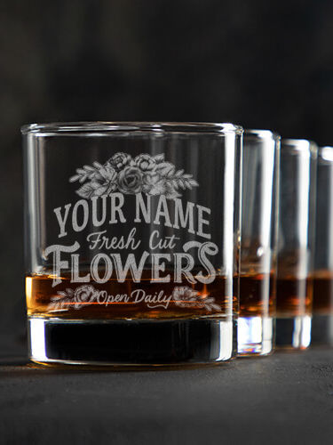 Fresh Cut Flowers : Rocks Glasses - Engraved