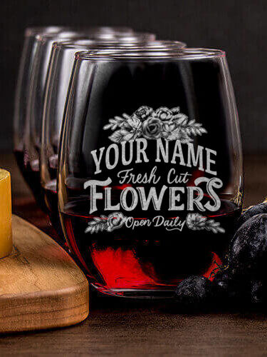 Fresh Cut Flowers : Cheese Board Wine Glass Gift Sets - Engraved