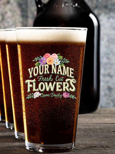 Fresh Cut Flowers : Growler Pint Glass Gift Sets - Color Printed