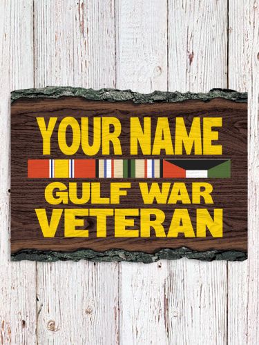 Gulf War Veteran : Faux Sliced Log Plaque