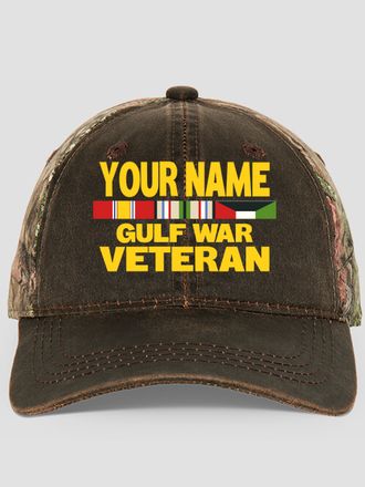 Gulf War Veteran : Embroidered 2-Tone Camo Hats