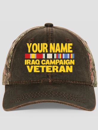 Iraq Campaign Veteran : Embroidered 2-Tone Camo Hats