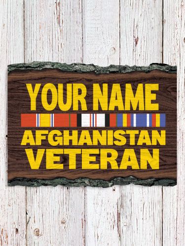 Afghanistan Veteran : Faux Sliced Log Plaque