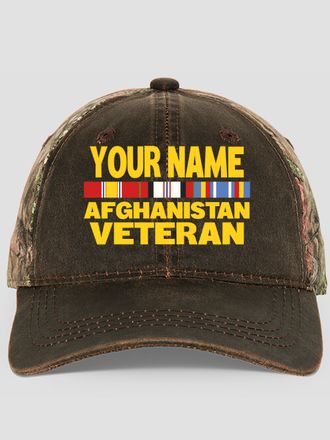 Afghanistan Veteran : Embroidered 2-Tone Camo Hats