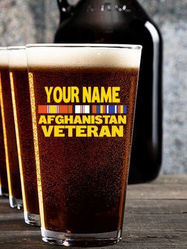 Afghanistan Veteran : Growler Pint Glass Gift Sets - Color Printed